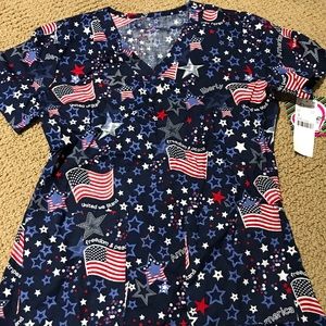 Brand new Americana scrub top